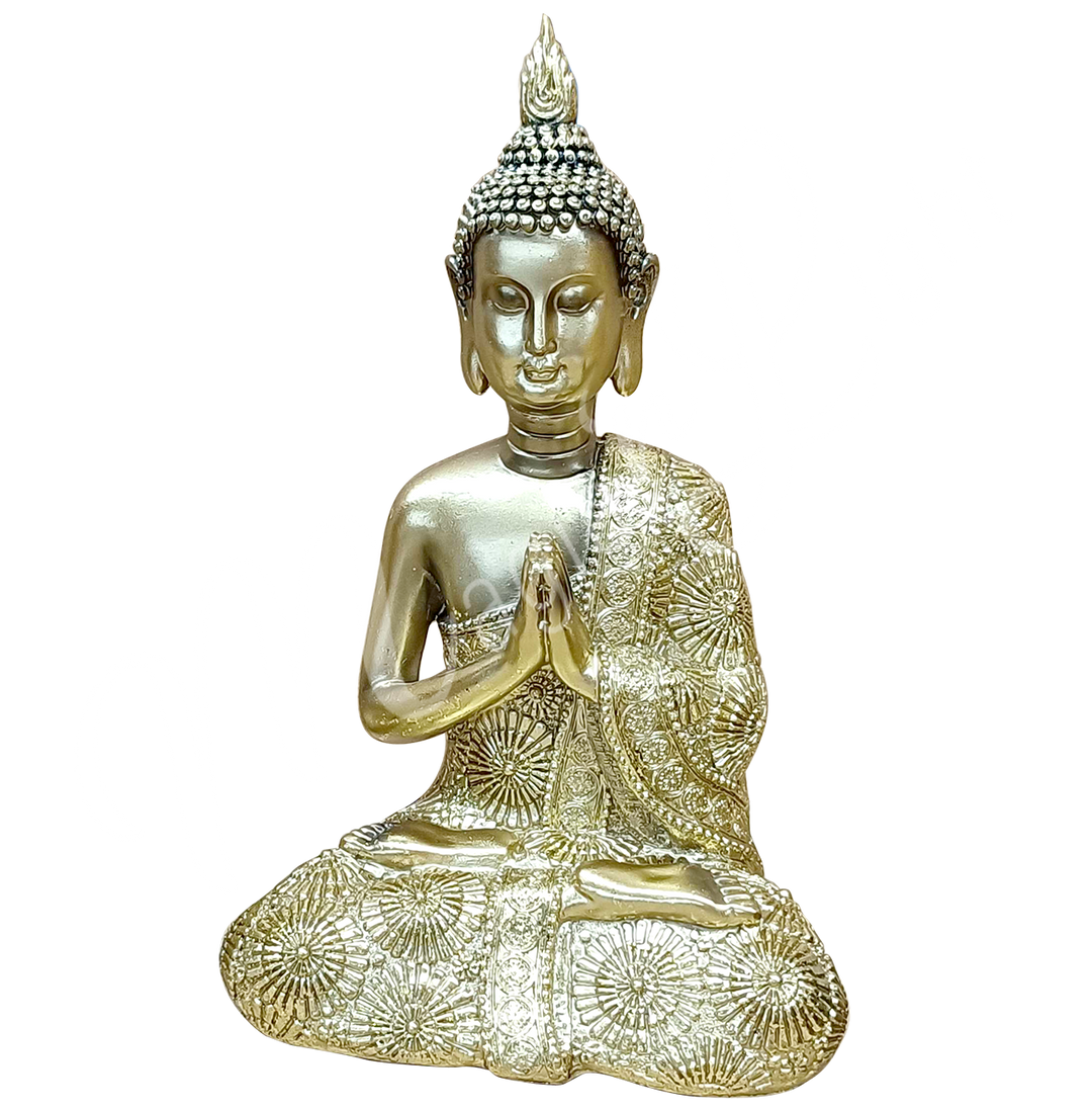 Statue Gold Antique Buddha in Prayer 5.90 X 9.05"
