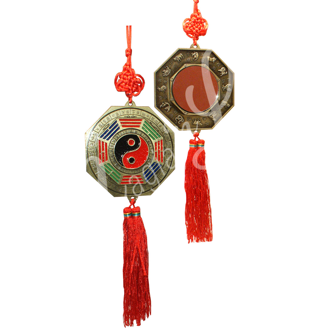 Feng Shui Hanging Bagua Mirror with Yin Yang 13"L