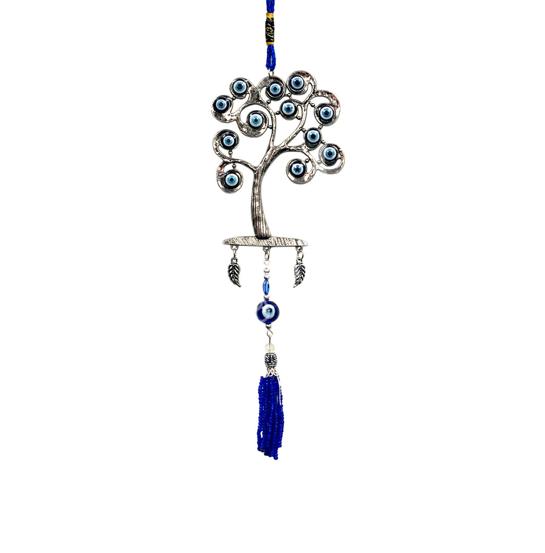 EVIL EYE HANGING TREE OF LIFE WITH BEADED TASSEL 11.5-12″L
