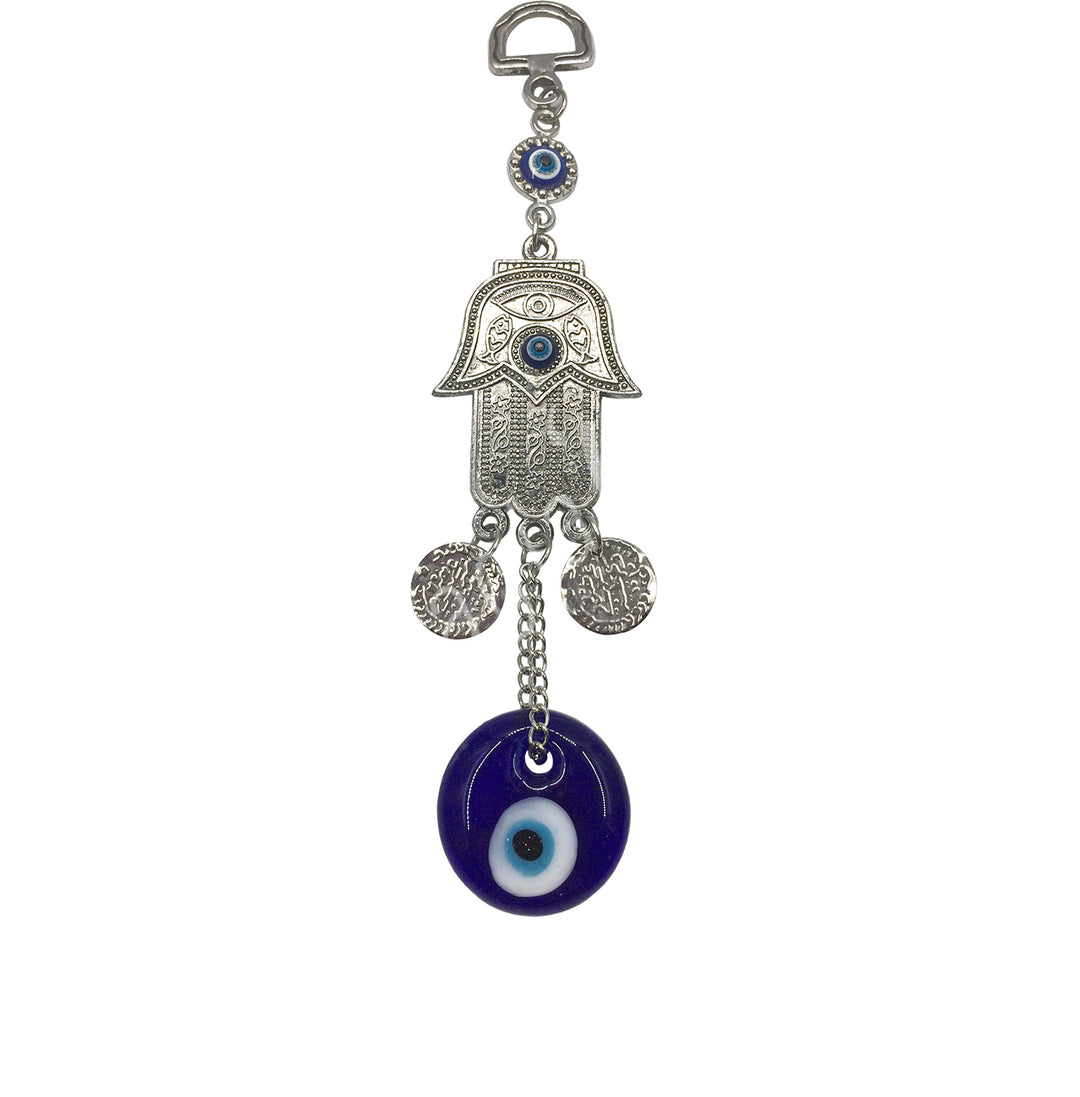 Hanging Hand of Fatima with Evil Eye Beads 6.5″L