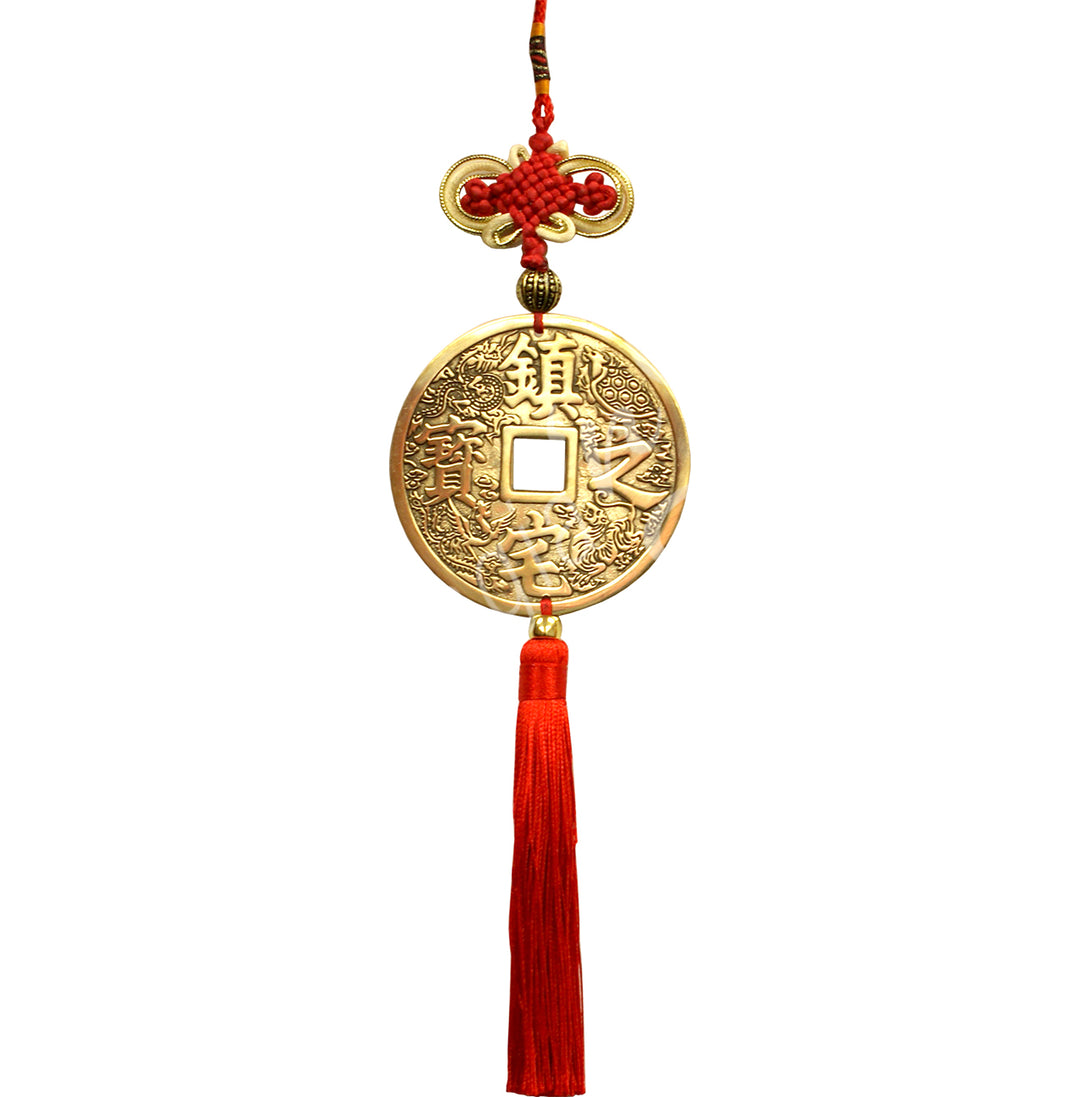 Monedas colgantes Feng Shui para protección de la casa 13.5 "L