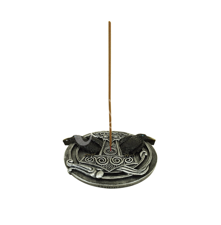 Incense Holder Ravens with Thor's Hammer