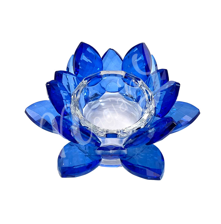 Portavelas multiusos Crystal Lotus de 4,5" en color azul oscuro