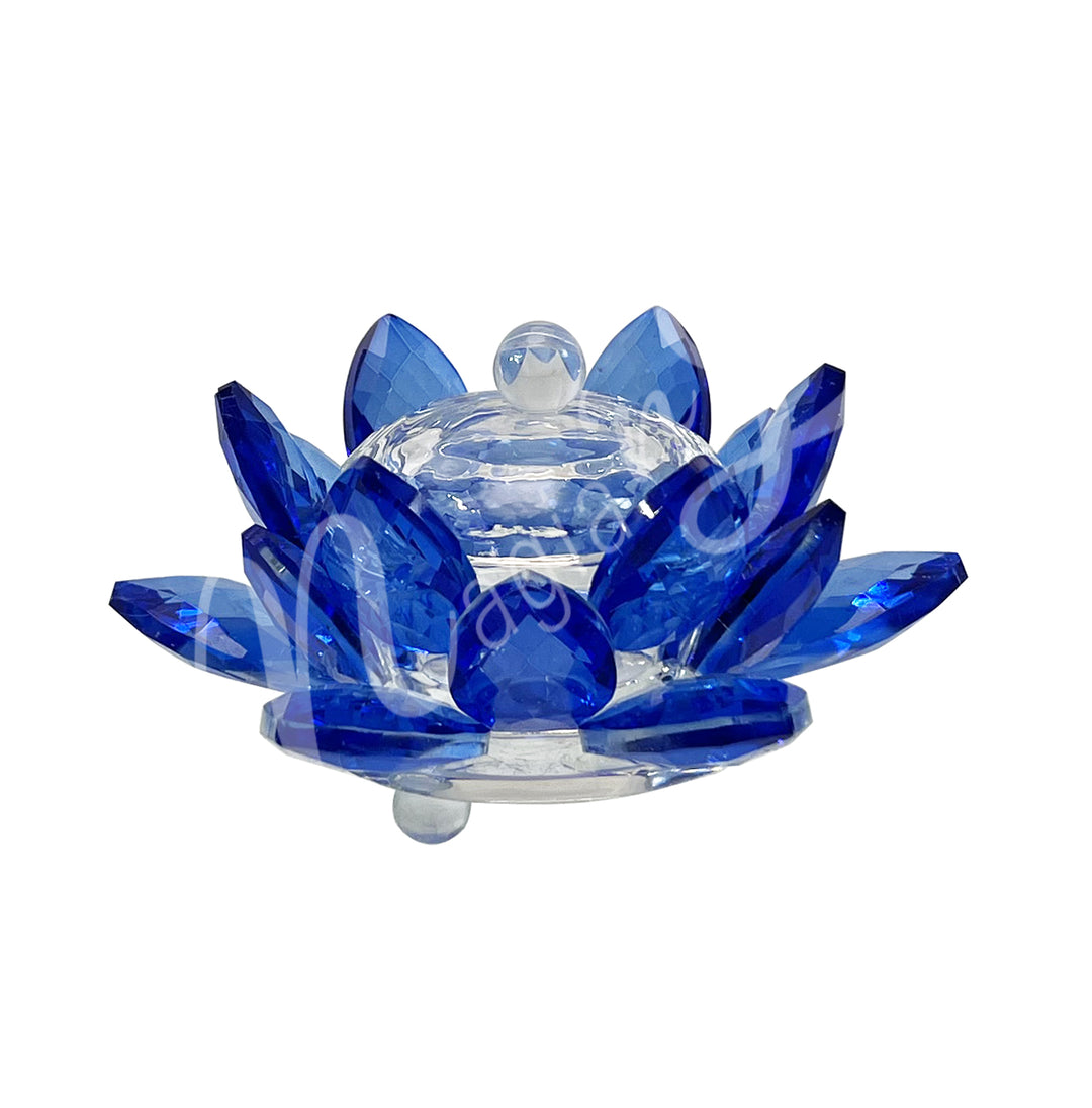 Portavelas multiusos Crystal Lotus de 4,5" en color azul oscuro