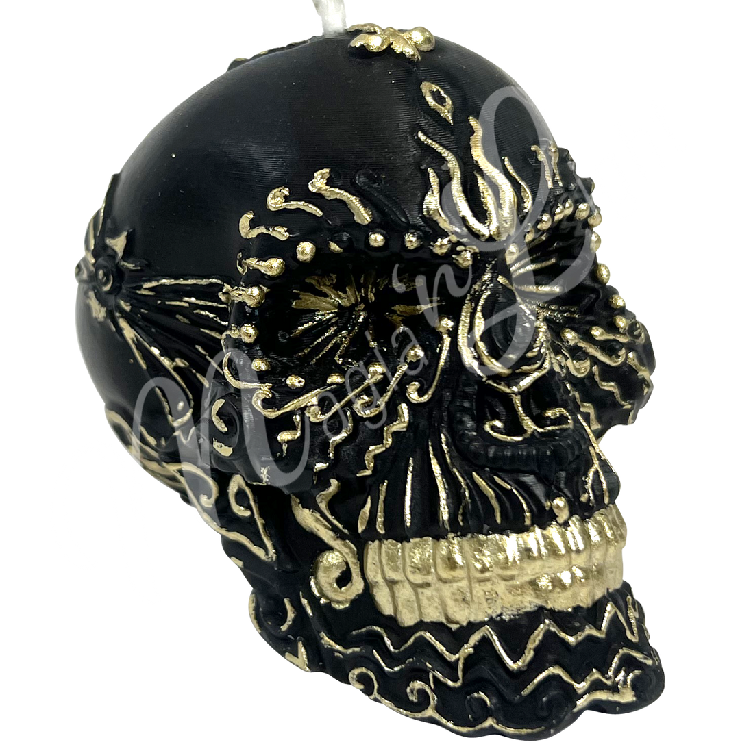 Candle Black & Gold Skull