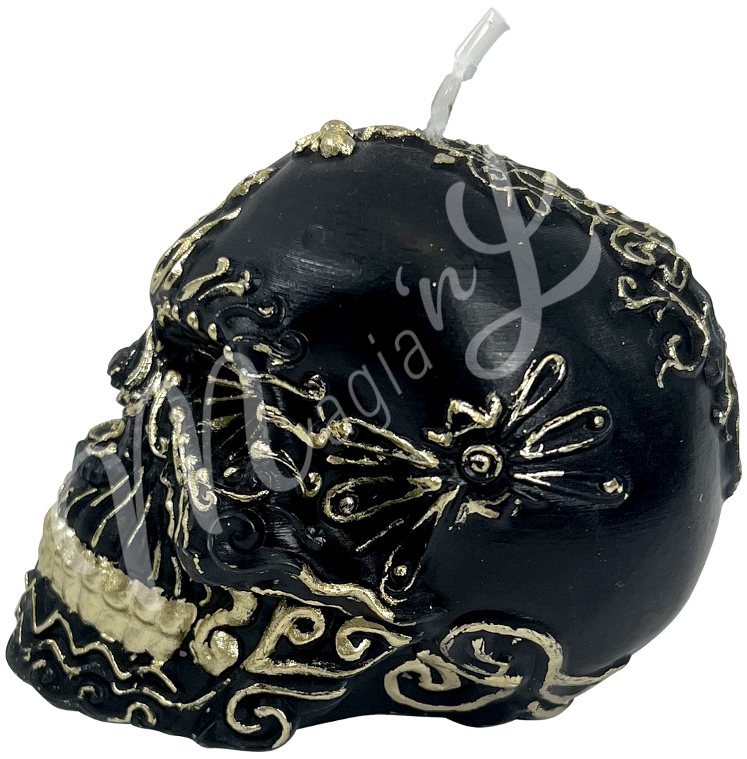 Candle Black & Gold Skull