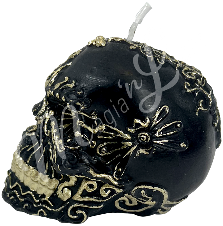 Candle Black & Gold Skull