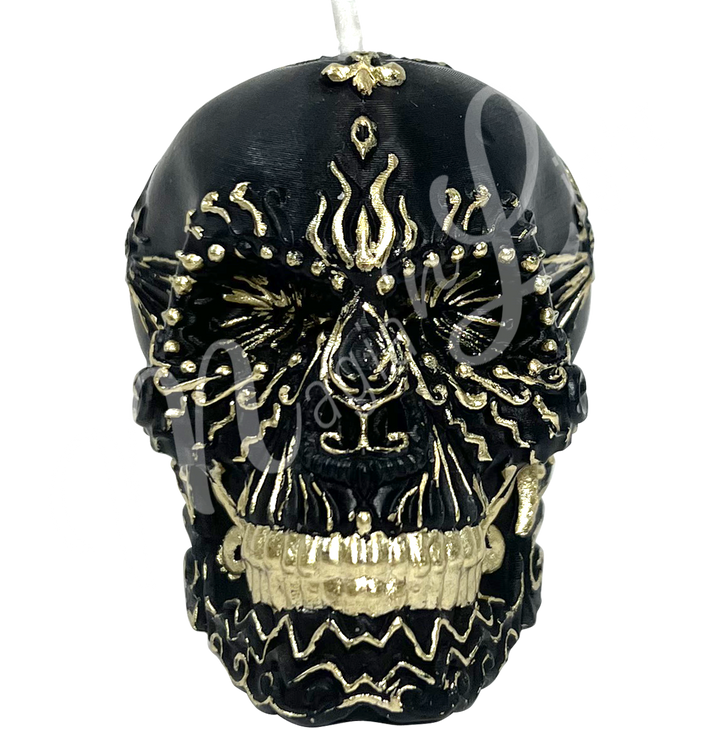 Candle Black & Gold Skull