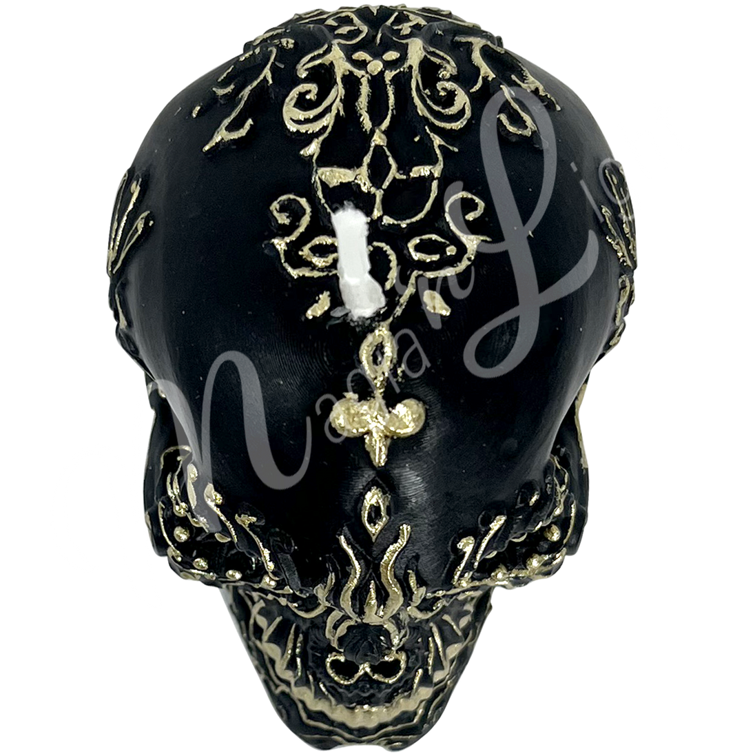 Candle Black & Gold Skull