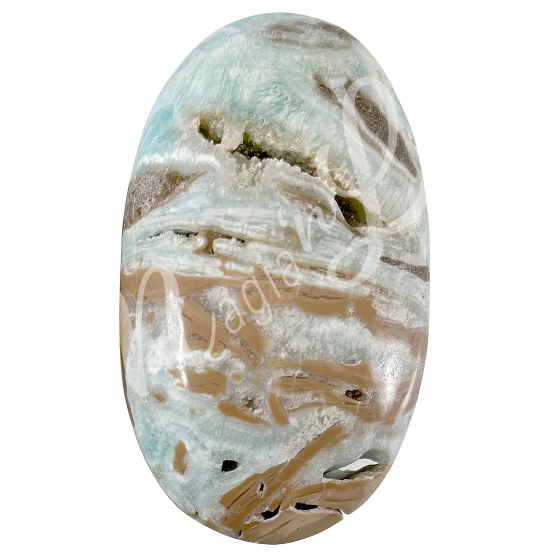 Palm stone Blue Aragonite 2.25-3″