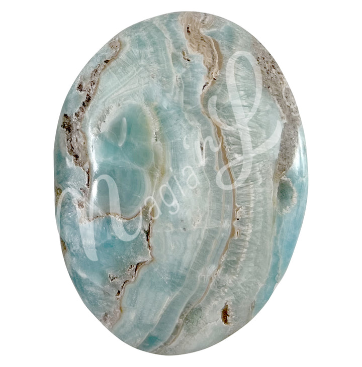 Palm stone Blue Aragonite 2.25-3″