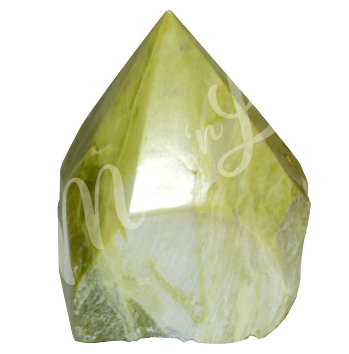 Punta pulida superior de Jade amarillo 2-3"