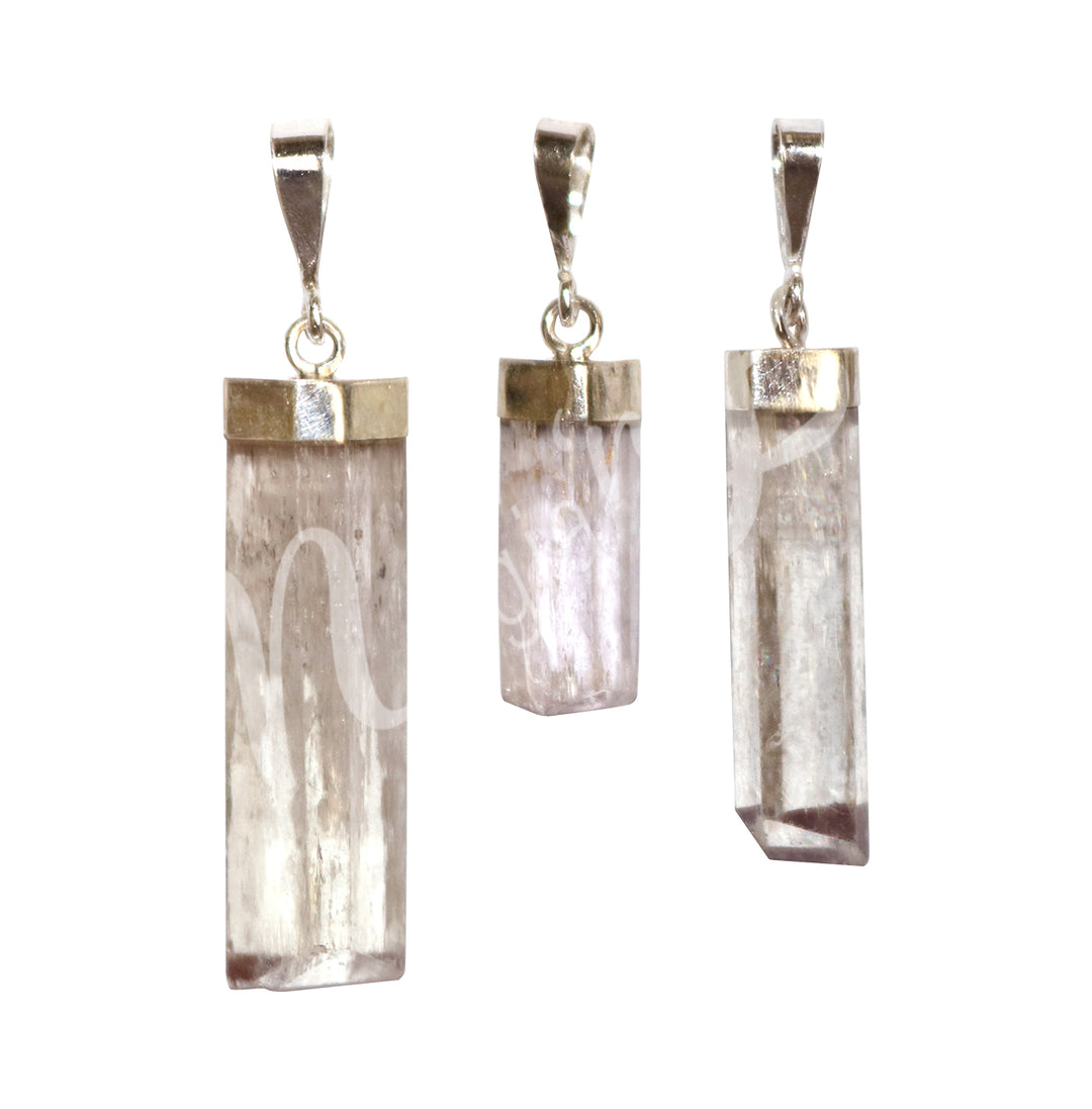 Sterling Silver Pendant Kunzite Polished 1-2"