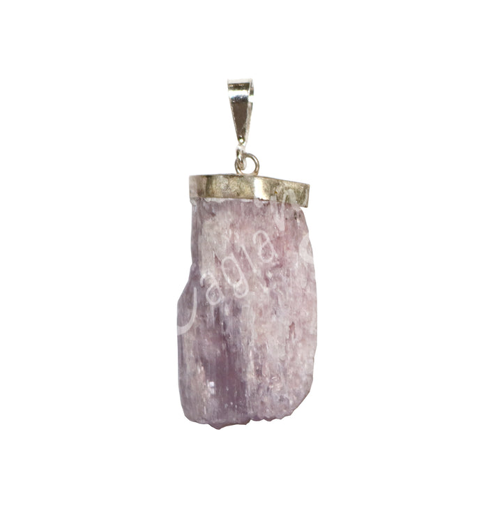 Sterling Silver Pendant Kunzite Rough 1-2"