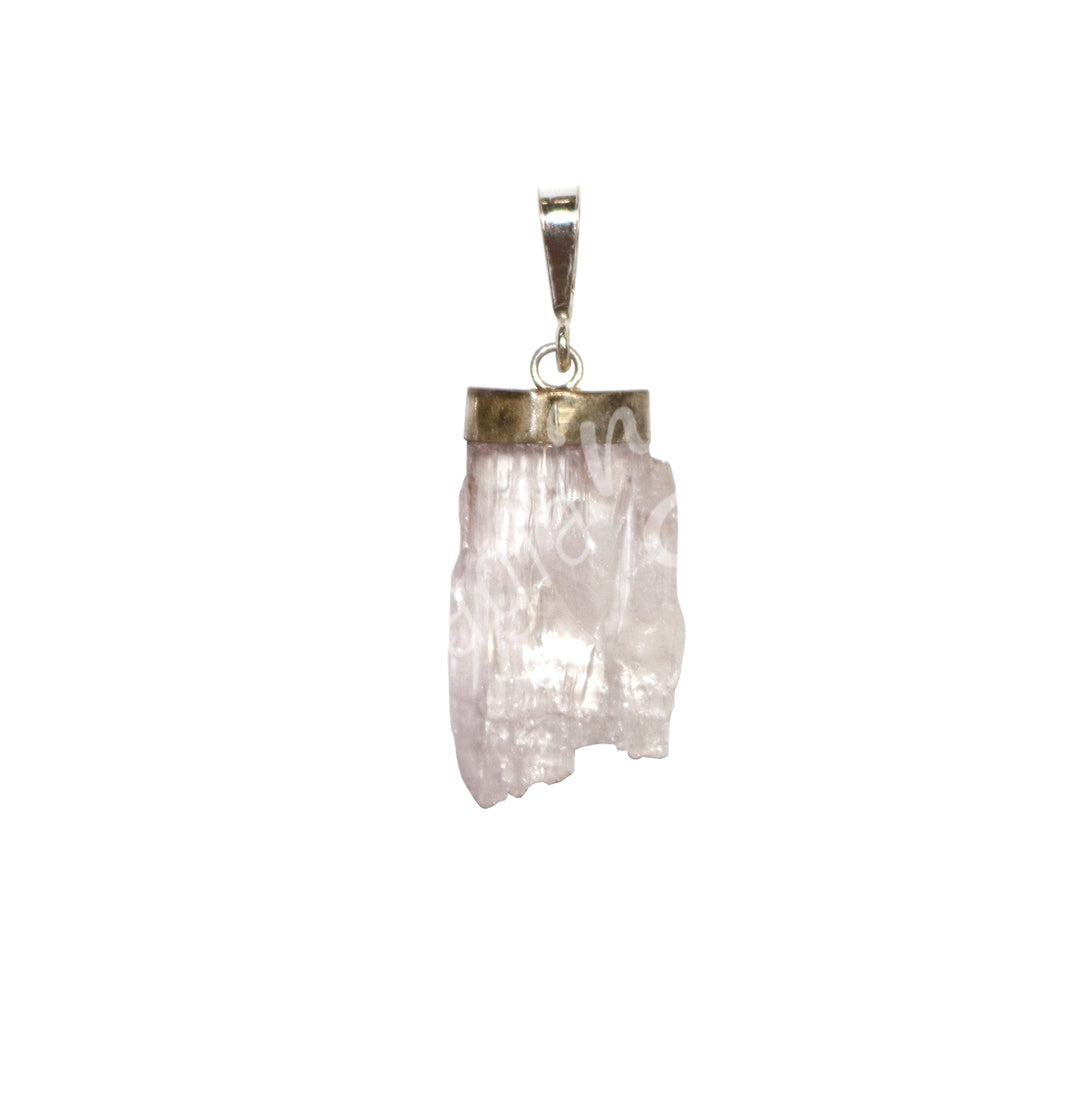 Sterling Silver Pendant Kunzite Rough 1-2"