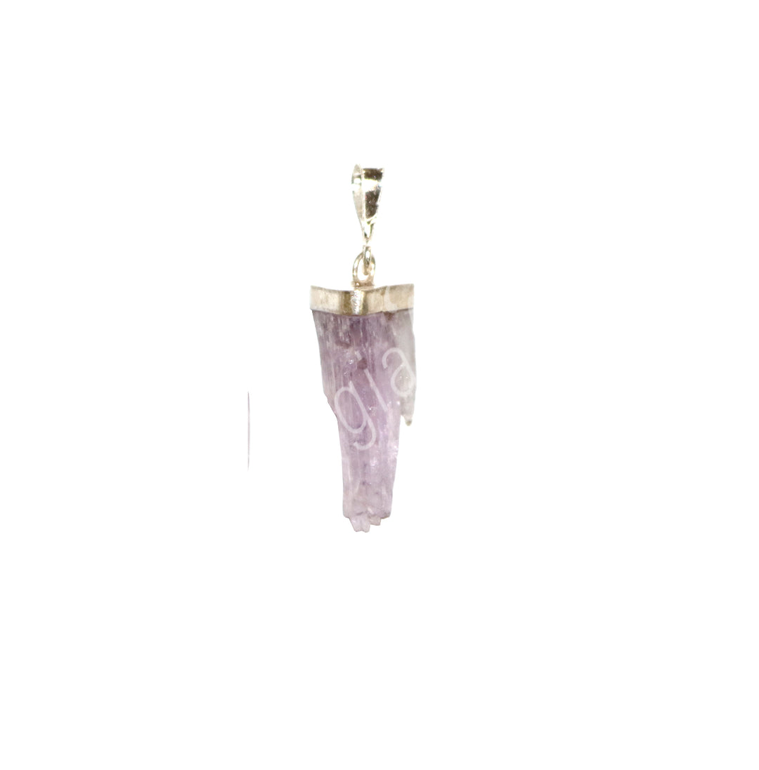 Sterling Silver Pendant Kunzite Rough 1-2"