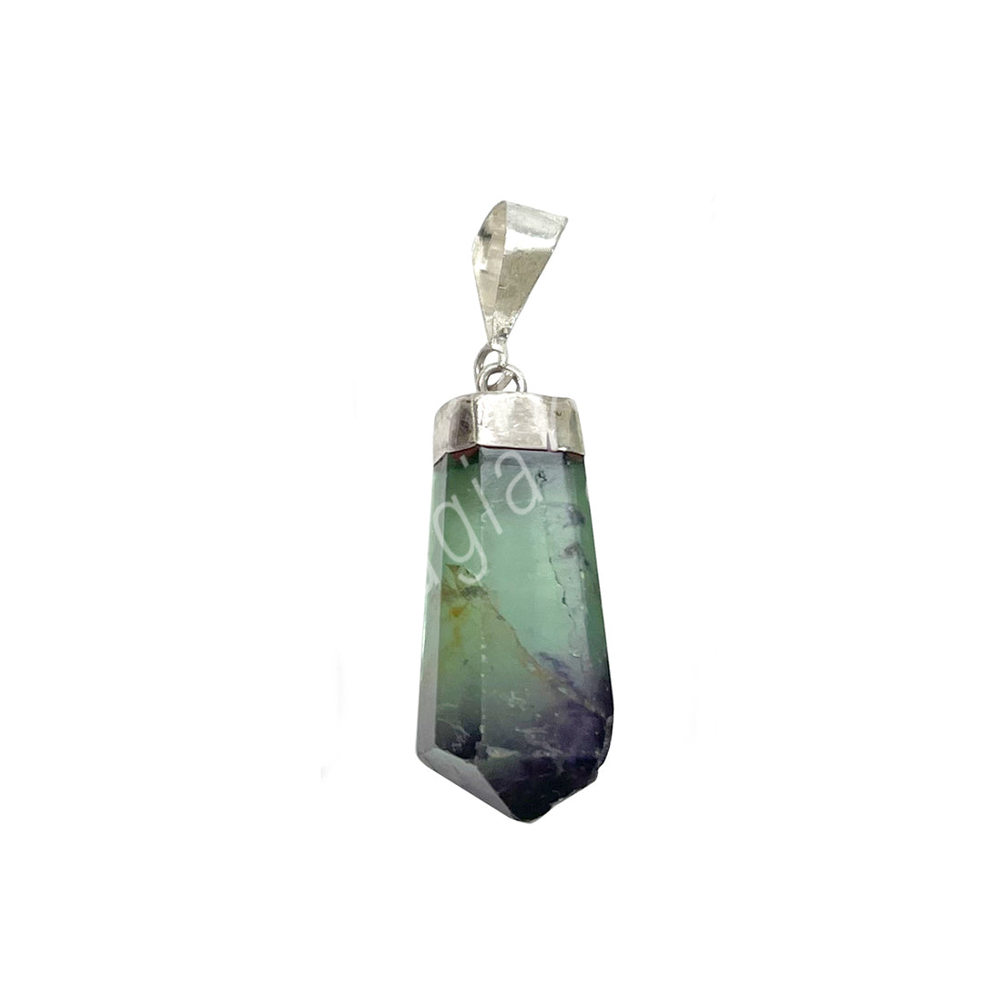 Sterling Silver Pendant Point Polished Fluorite with Cap 0.75-1.25"