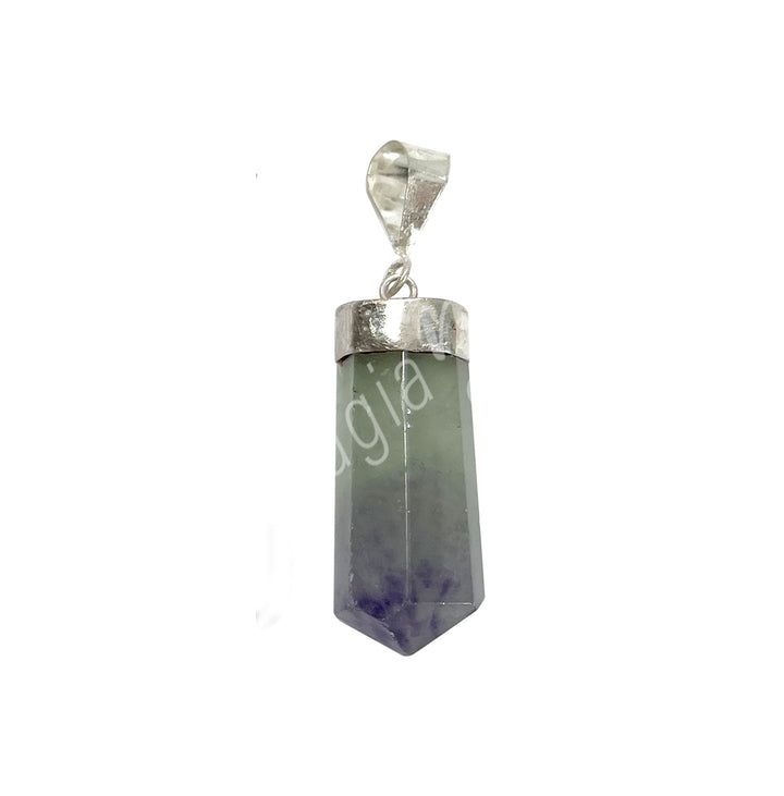 Sterling Silver Pendant Point Polished Fluorite with Cap 0.75-1.25"