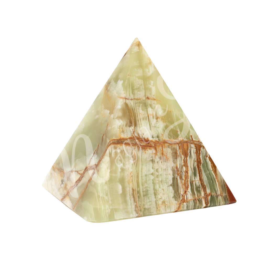 A four side pyramid made of Green Onyx, seen from another angle.