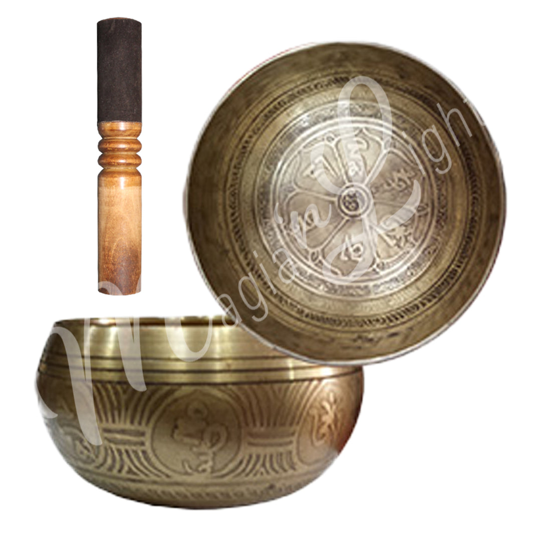 Singing Bowl Double Dorje Etched 2.75”h X 4.75”dia.