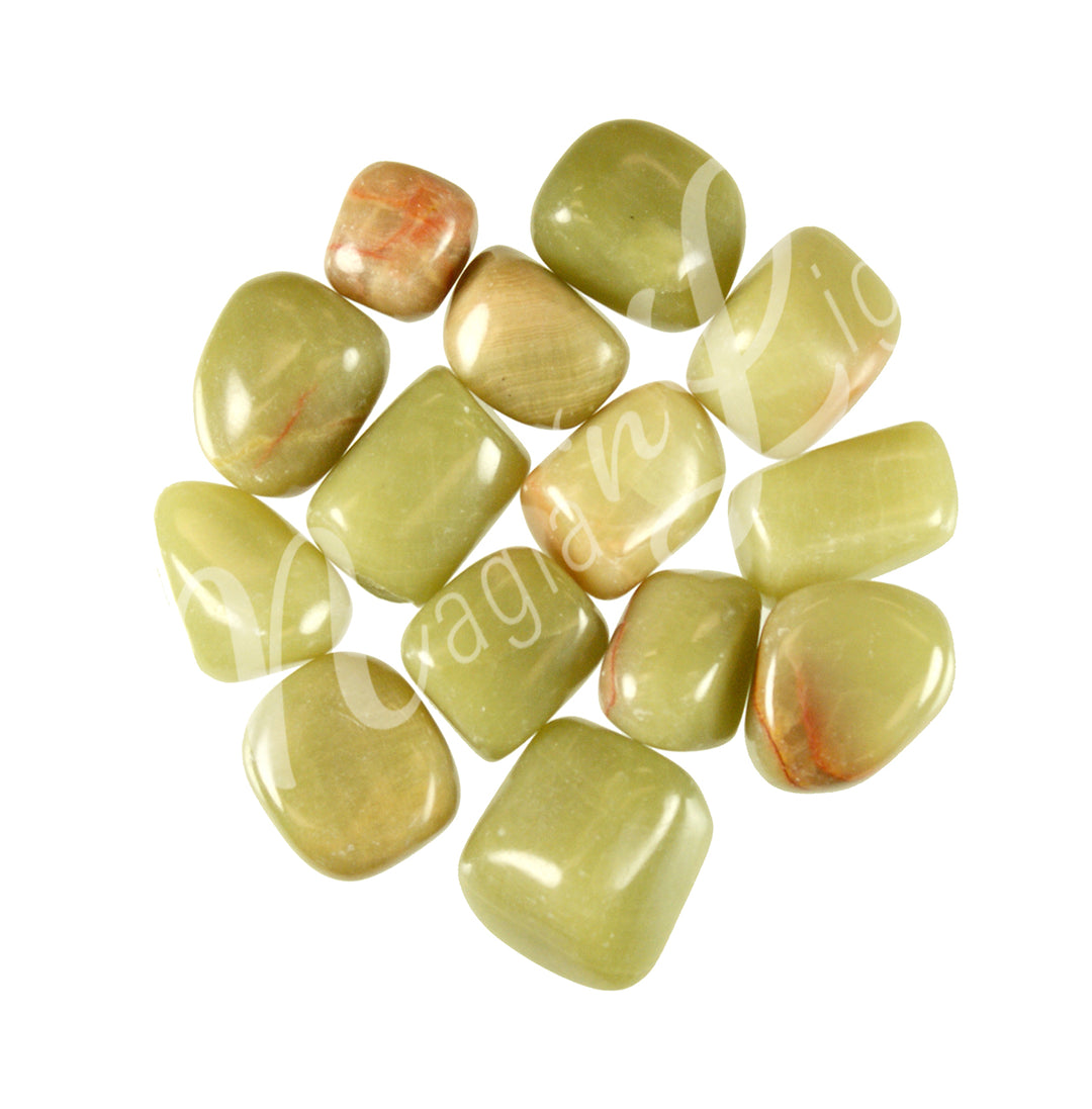 TUMBLED STONE ARAGONITE, GREEN 20-30 MM