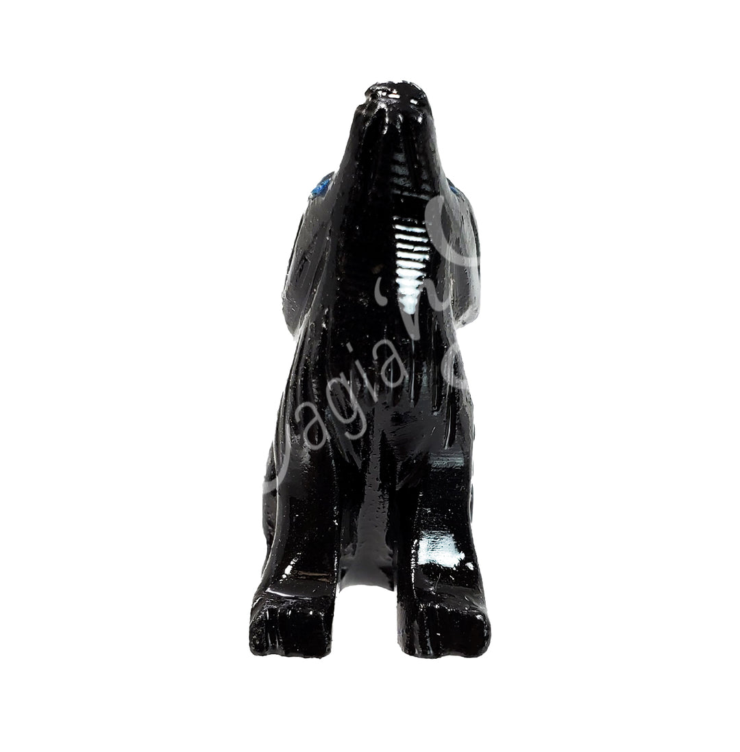 Figurine Wolf Black Onyx with Moon Engraved 1.5"