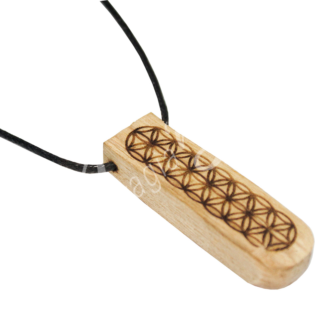 Necklace Palo Santo Wood Engraved Flower of Life 6-12"L