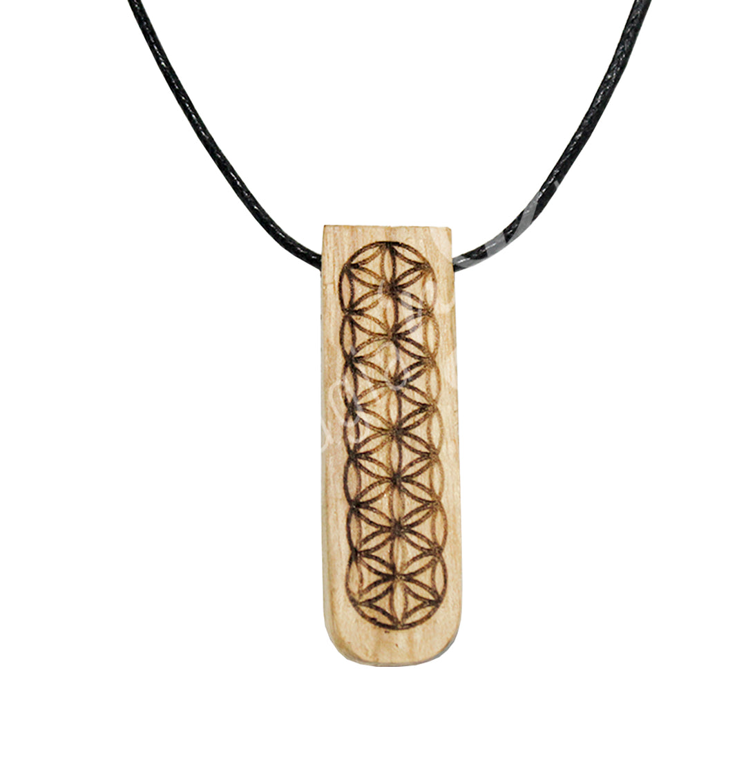Necklace Palo Santo Wood Engraved Flower of Life 6-12"L