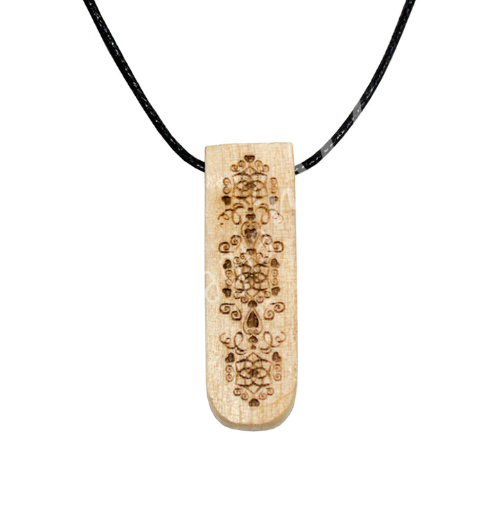 Necklace Palo Santo Wood Engraved Lotus 6-12"L