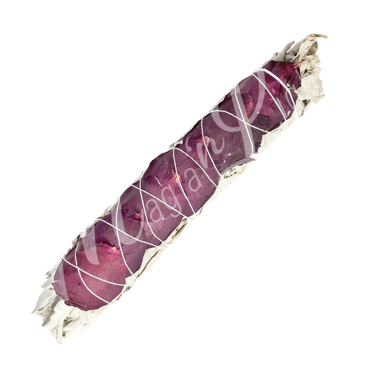 Smudge Stick White Sage & Rose Petals 9-9.5″