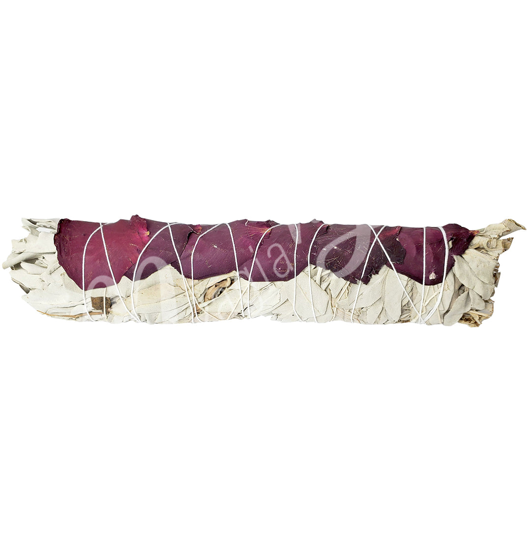 Smudge Stick White Sage & Rose Petals 9-9.5″