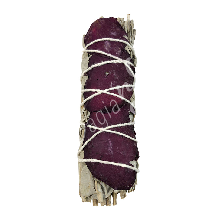 Smudge Stick White Sage & Rose Petals 4.5"