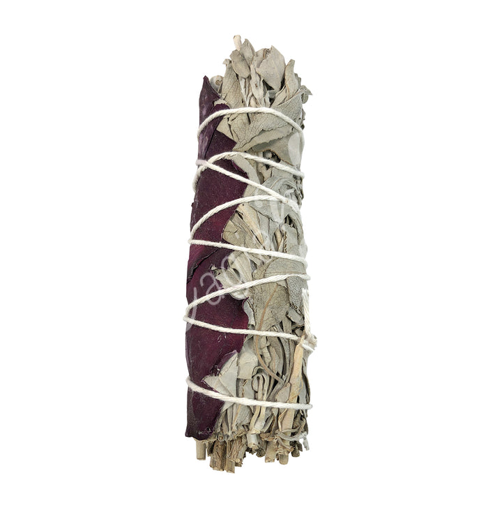 Smudge Stick White Sage & Rose Petals 4.5"