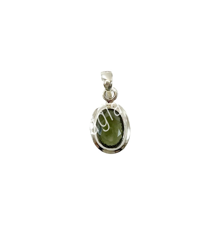 Sterling Silver Pendant Faceted Moldavite