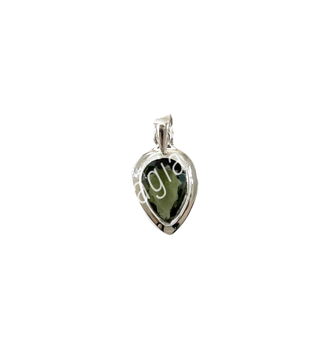 Sterling Silver Pendant Faceted Moldavite