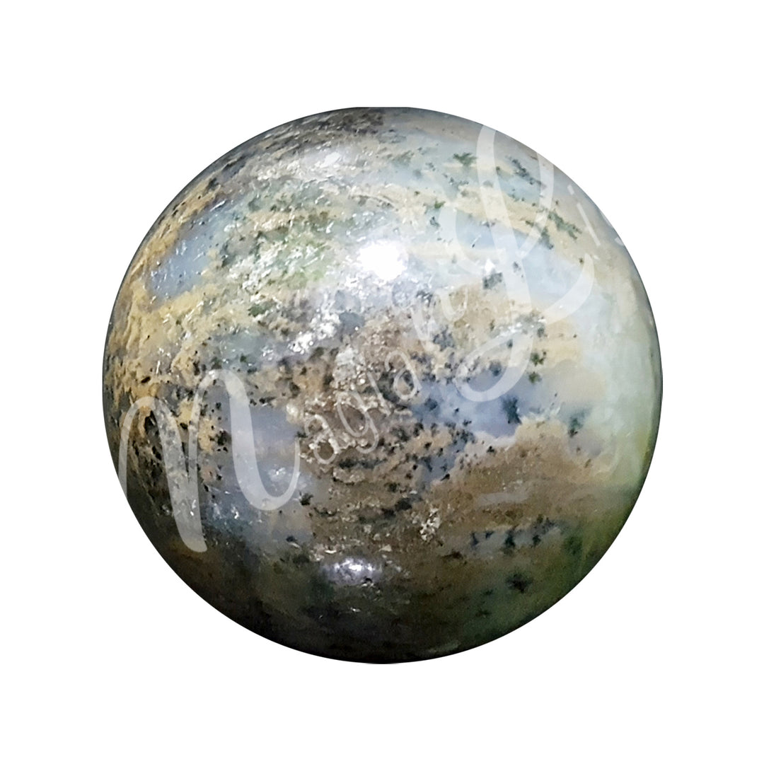 A sphere made of Dendritic Opal.