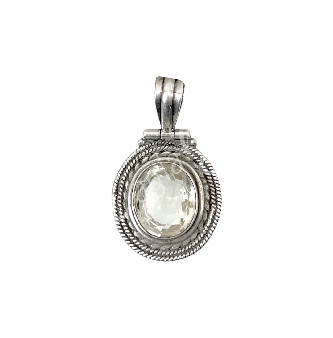 Sterling Silver Pendant Crystal Quartz 35mm