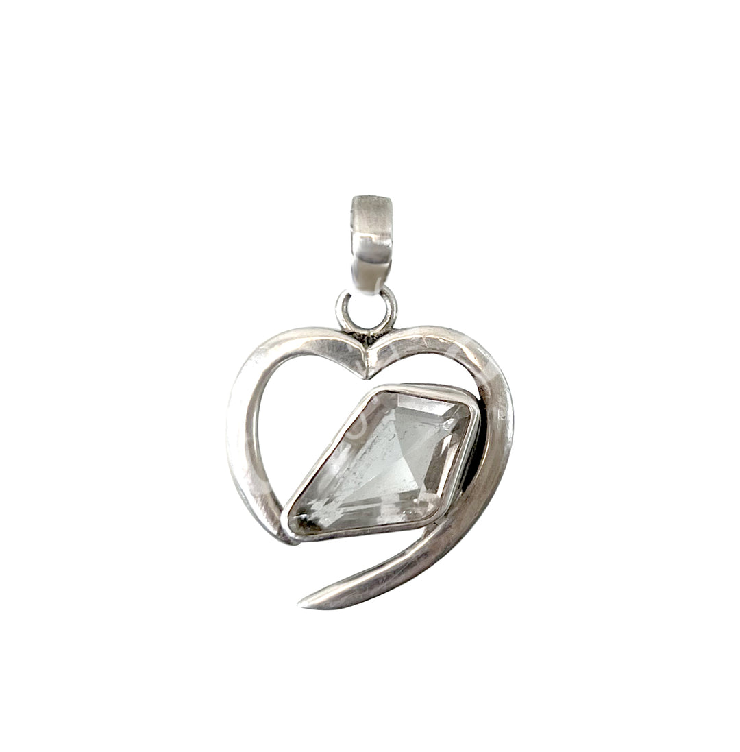 Sterling Silver Pendant Crystal Quartz 40mm