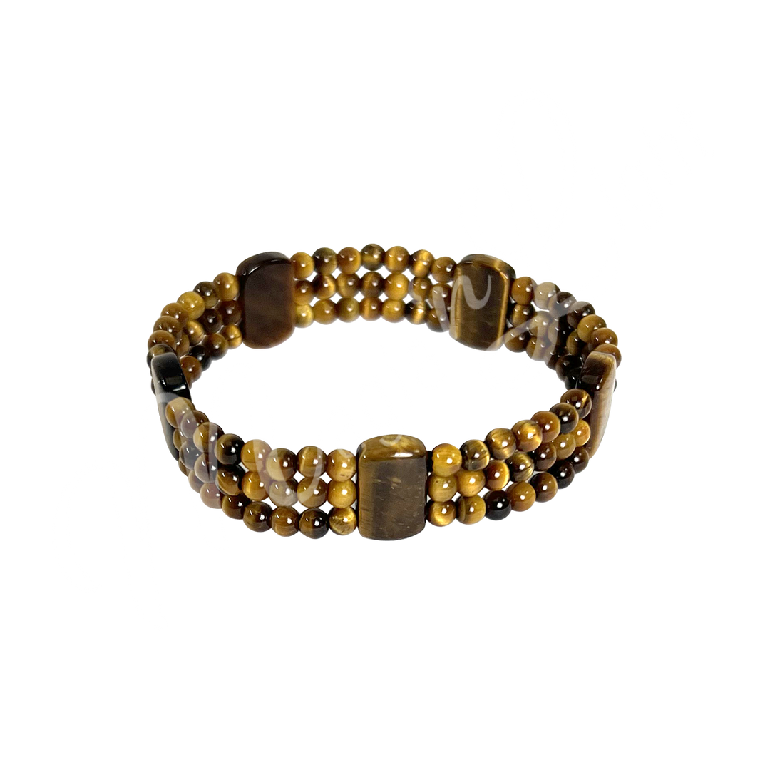 Bracelet 3 Rows w Tiger Eye