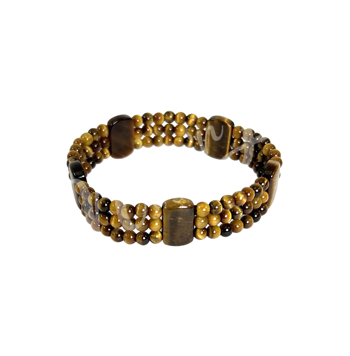 Bracelet 3 Rows w Tiger Eye