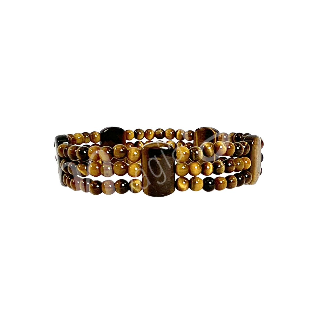 Bracelet 3 Rows w Tiger Eye