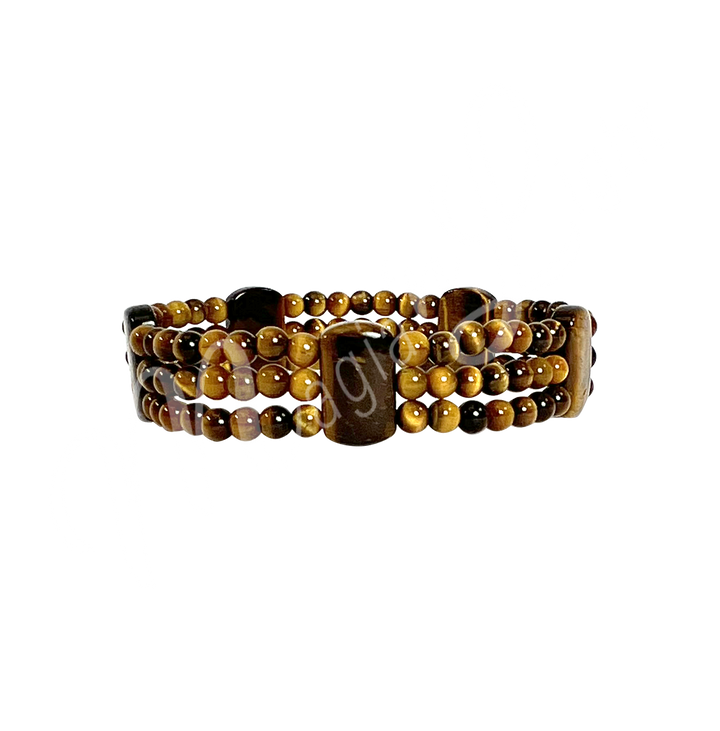 Bracelet 3 Rows w Tiger Eye