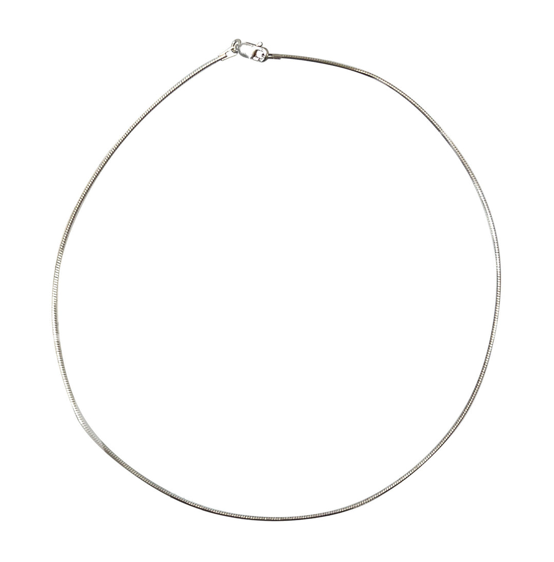 Sterling Silver Wire Necklace Round Omega 16"