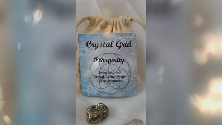 Juego de rejilla de cristal con piedras para la prosperidad, 6" diá.